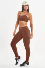 top fitness top tulipa marrom canelado