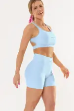 Top Cravo Azul Ice Canelado / Castanho | Bechose