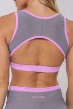 Top Cravo Cinza Canelado / Rosa Balerine - Imagem 2