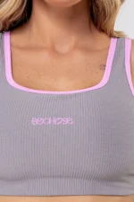 Top Cravo Cinza Canelado / Rosa Balerine - Imagem 3