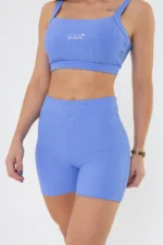 Shorts Peônia Azul Cerúleo Canelado - Imagem 6