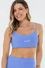 Top Dália Azul Cerúleo Canelado