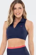 Top Polo Lótus Azul Marinho