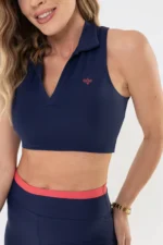 Top Polo Lótus Azul Marinho - Imagem 6