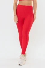 Legging Peônia Vermelho Scarlet Canelado