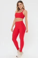 Legging Peônia Vermelho Scarlet Canelado - Imagem 6