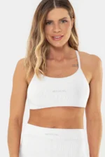 Top Flor Branco Canelado